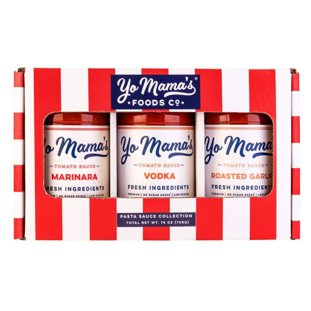 Yo Mama’s Foods Gourmet KETO Gift Set and Care Package | Includes (1) Marinara Sauce (1) Tomato Basil & | (1) Spicy Marinara Sauce | Low-Sugar, Carb, Sodium, Gluten-Free, Fresh Ingredients!