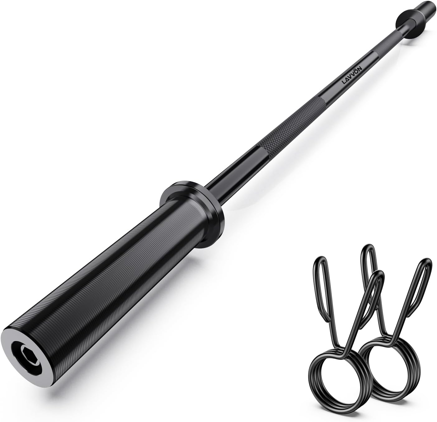 57" Olympic Barbell Bar, 2" Standard Straight Barbell Bars for Weight Lifting Bar for Bench Press/Squats/Hip Thrusts/Lunges/Biceps- Home Gym Weight Bar- 2 Spring Collars(500lb Weight Capacity)
