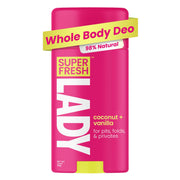 Super Fresh Lady Natural Deodorant Stick for Women Aluminum Free Whole Body Odor Control for Armpits Underboob Thighs Crotch and Lady Parts Coconut Vanilla Scent Twin Pack for Sensitive Skin Freshness