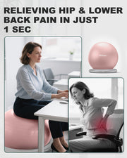 Trideer Exercise Yoga Ball Chair with Base for Home Office Desk, Stability & Fitness Ball Seat to Relieve Back Pain, Home Gym Workout for Abs, Pregnancy Ball with Pump