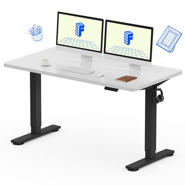 FLEXISPOT EN1 Whole-Piece Standing Desk, 48 x 24 Inches Height Adjustable Desk Stand up Desk Home Office Table for Computer Laptop (White Frame + Maple Desktop)