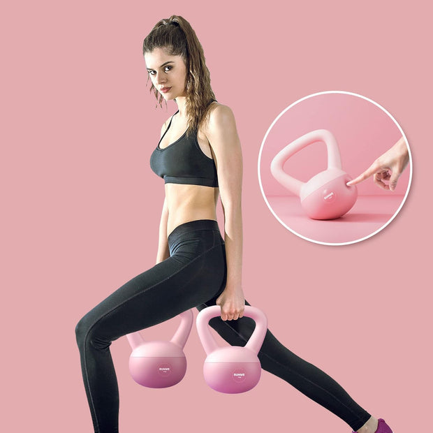 RUNWE Soft Kettlebell - Weight Options for 25, 20, 15, 10 and 5 LB Strength Training Kettlebells Weight Iron Sand Filled Shock-Proof Hand Weights for Women Men or Children