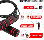 Weighted Jump Rope Workout (1LB) - Tangle-Free Ball Bearing Speed Skipping Rope for MMA Boxing Weight-loss Crossfit Fitness Home Exercise - Adjustable Rope Foam Handles for Men Women Cardio Training