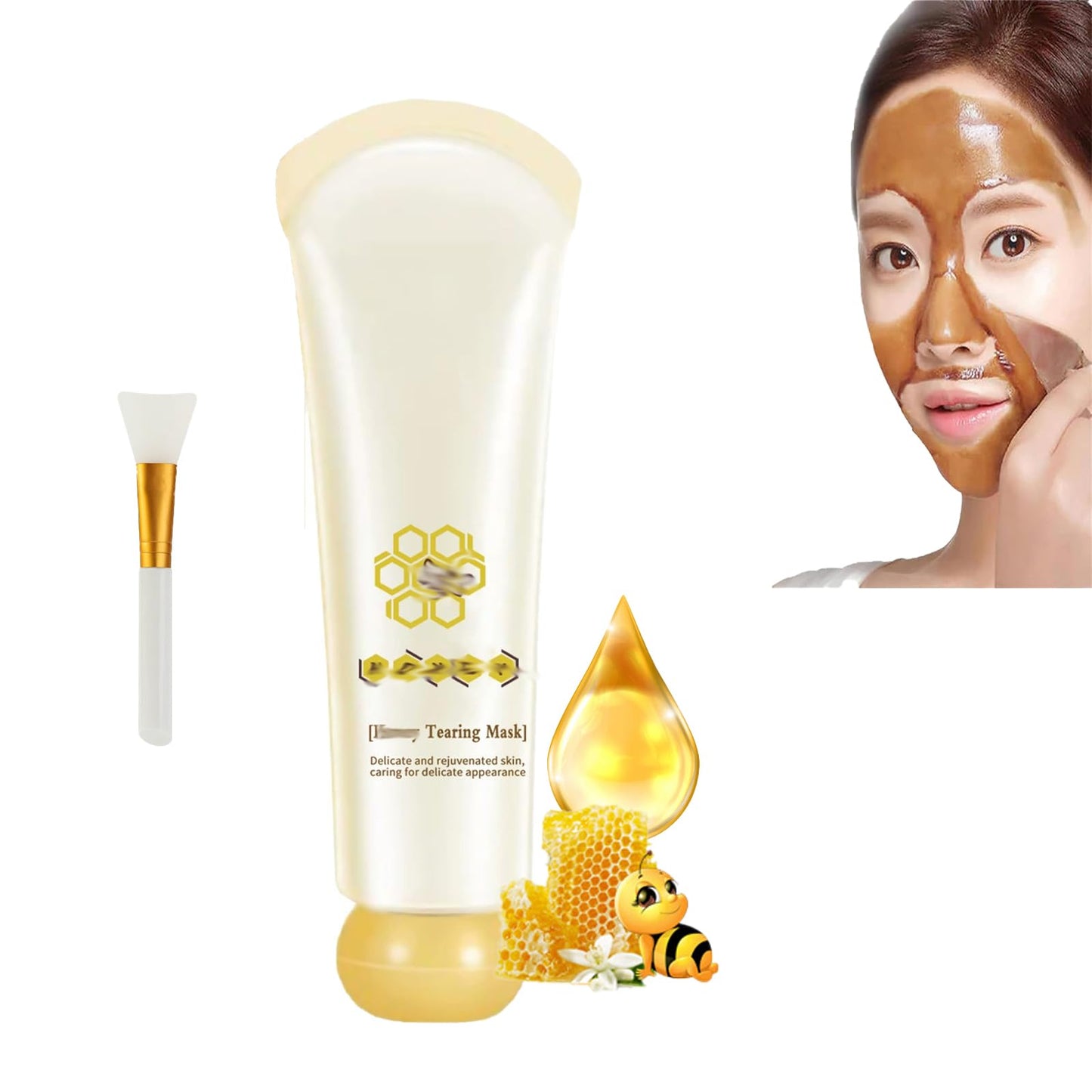 Glowtulip Honey Tearing Mask, Blackhead Control Honey Peel Mask for Face,Face Deep Cleasing & Moisturizing Mask,For All Skin (2PC)