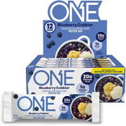 ONE Protein Bars, Blueberry Cobbler, Gluten Free with 20g Protein and 1g Sugar, Pantry Staples, 2.12 oz (12 Count)