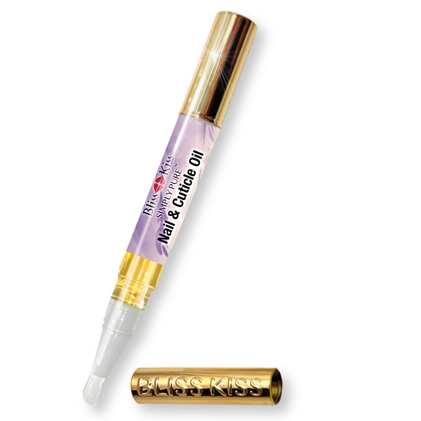 Bliss Kiss | 1 Vanilla Fragrance | Nail Oil Cuticle Pen w/Vitamin E & Jojoba⏤Nail Strengthener Nail Growth Serum for Brittle Peeling Breaking Thin Nails