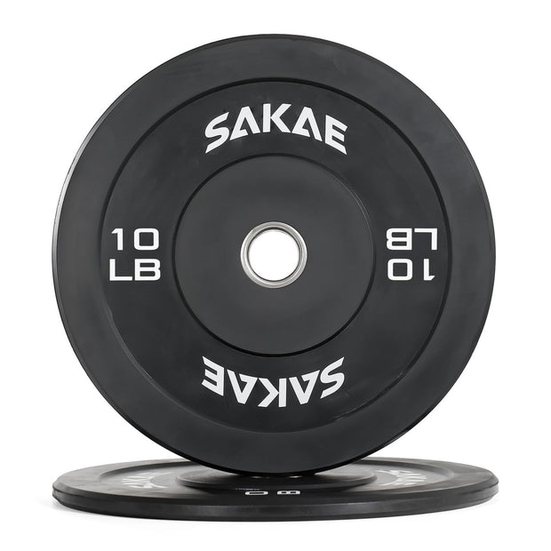 SAKAE Olympic Rubber Bumper Plates, 2-Inch Weight Plate Set with Steel Hub, Ideal for Weightlifting, CrossFit, Strength Training & Home Gym Workout, Available in Single, Pair & Sets, Multiple Sizes