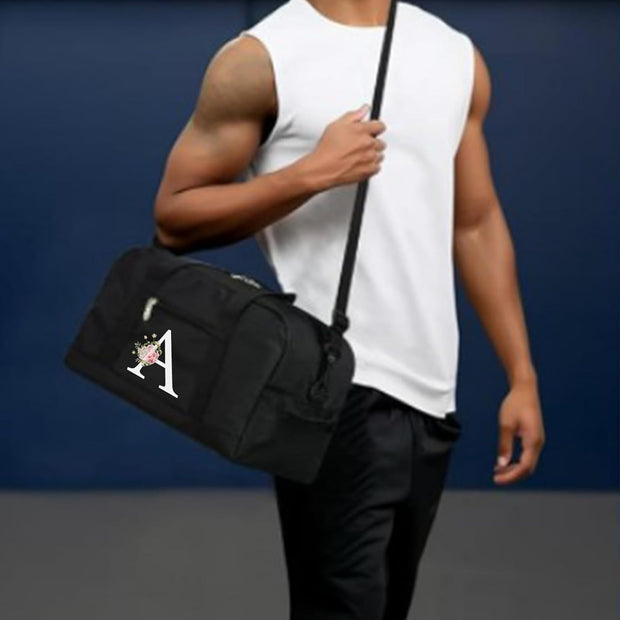 Small Gym Bag for Women Letter Style Small Duffle Bag for Travel Sport Carry on Bag-Black(Letter A)