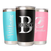 Personalized Coffee Tumbler with Pictures Text Logo Name, Custom Stainless Steel Tumbler with Lid and Straw, Coffee Travel Mug Cups, 20oz Personalized Birthday Gifts for Women Men Office
