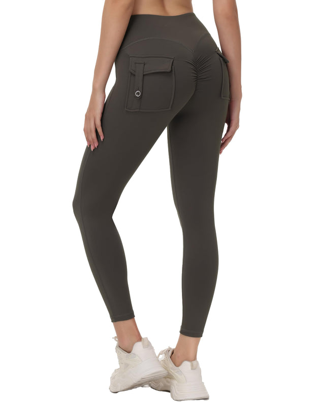 Womens Cargo Leggings with Pockets Scrunch Workout Butt Lifting Leggings Tummy Control Yoga Pants