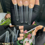 No C Curve 3XL Long Coffin Nail Tips, 420pcs Clear Acrylic Coffin Shape SWETIDY Flattened Half Cover False Nails for Salon&Home DIY French ABS Nail Art Tips,12 Sizes