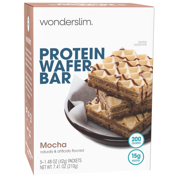 WonderSlim Protein Wafer Snack Bar, Variety Pack, 15g Protein, 5 Flavors, 0mg Cholesterol (5ct)