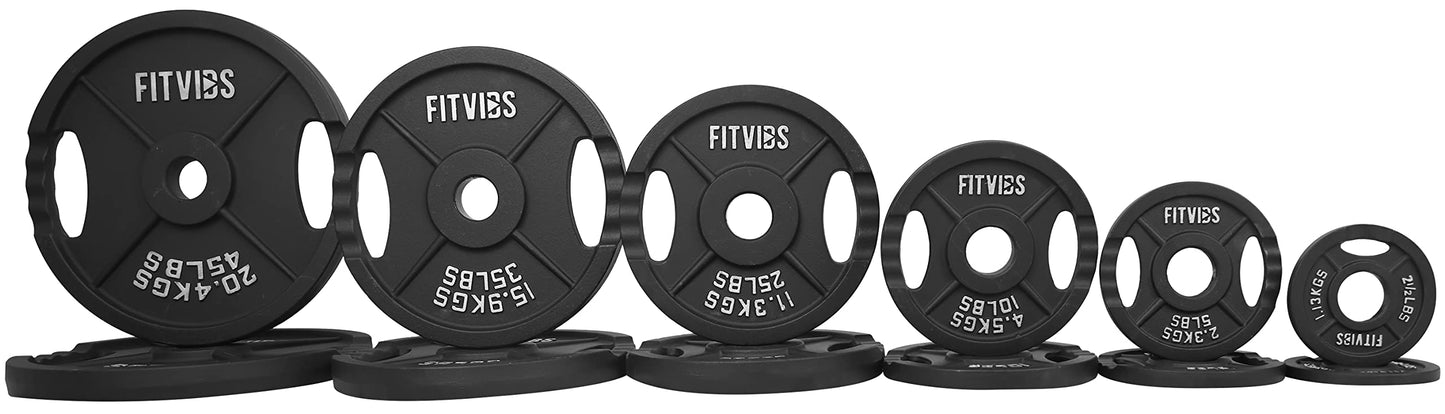 Olympic Cast Iron Plate for Strength Training and Weightlifting, Pairs, Sets or Set with Barbell, Multiple Sizes