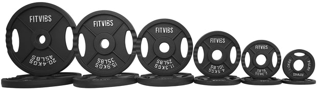 Olympic Cast Iron Plate for Strength Training and Weightlifting, Pairs, Sets or Set with Barbell, Multiple Sizes