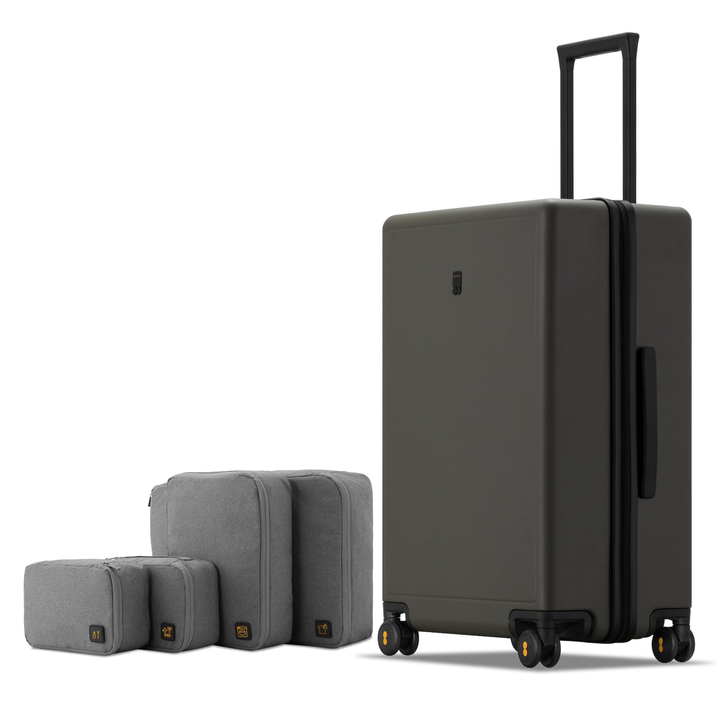 LEVEL8 Elegance Checked Luggage, 24 Inch Hardside Suitcase, Lightweight Matte Hardshell with Tsa Lock, Large Suitcases with Spinner Wheels, Light Blue