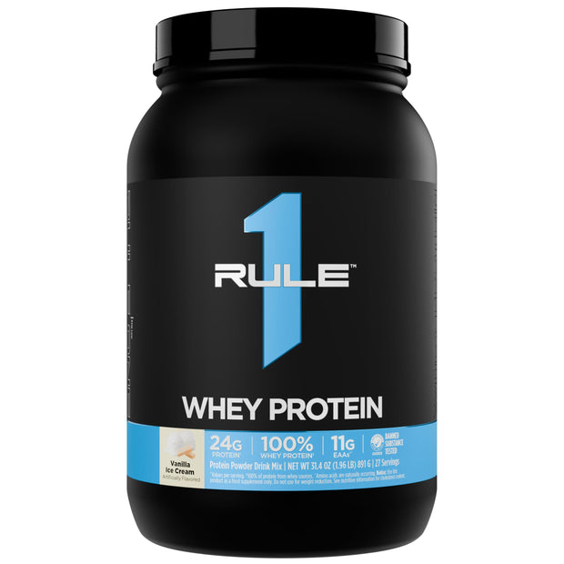 Rule 1 Whey Protein – 24g Fast-Acting Protein from All-Whey Sources with Naturally Occurring EAAs & BCAAs for Workout Recovery or Anytime Use (5 Pounds*, Vanilla Ice Cream)