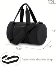 Small Gym Bag Duffel Bag for Women Men Fitness Sports Bag Workout Adjustable Detachable Shoulder Strap Lightweight Carry on Travel Duffle Bag (Black, 15" / Mini / 12L)