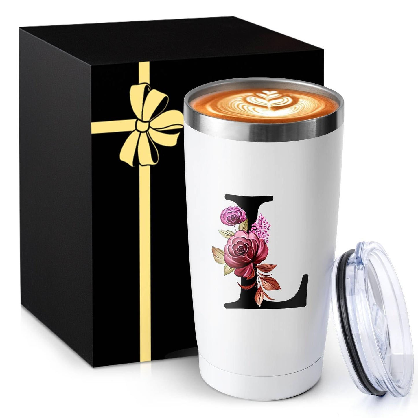 20 Oz Insulated Coffee Cup with Lid Car Tumbler Travel Mug Women Wife Husband Happy Birthday Wedding Romantic Gift Best Cool Day Personalized Unique Special Cute Custom Christmas Xmas Valentines Ideal