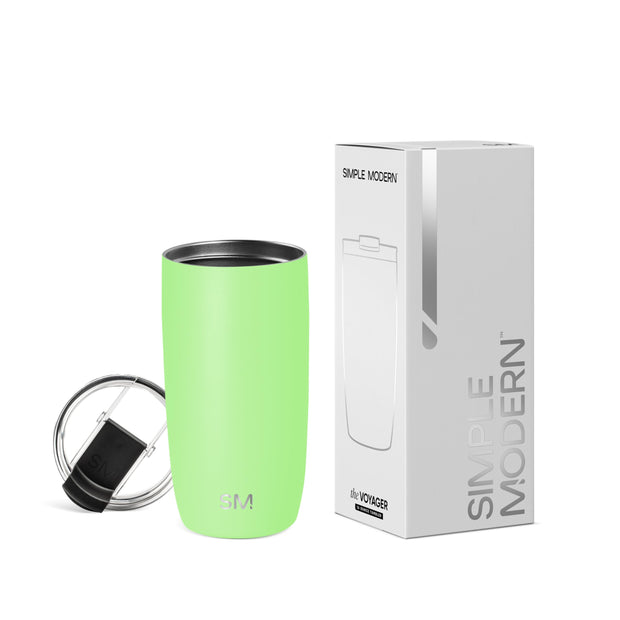 Simple Modern Travel Coffee Mug Tumbler with Flip Lid | Reusable Insulated Stainless Steel Cold Brew Iced Coffee Cup Thermos | Gifts for Women Men Him Her | Voyager Collection | 12oz | Almond Birch