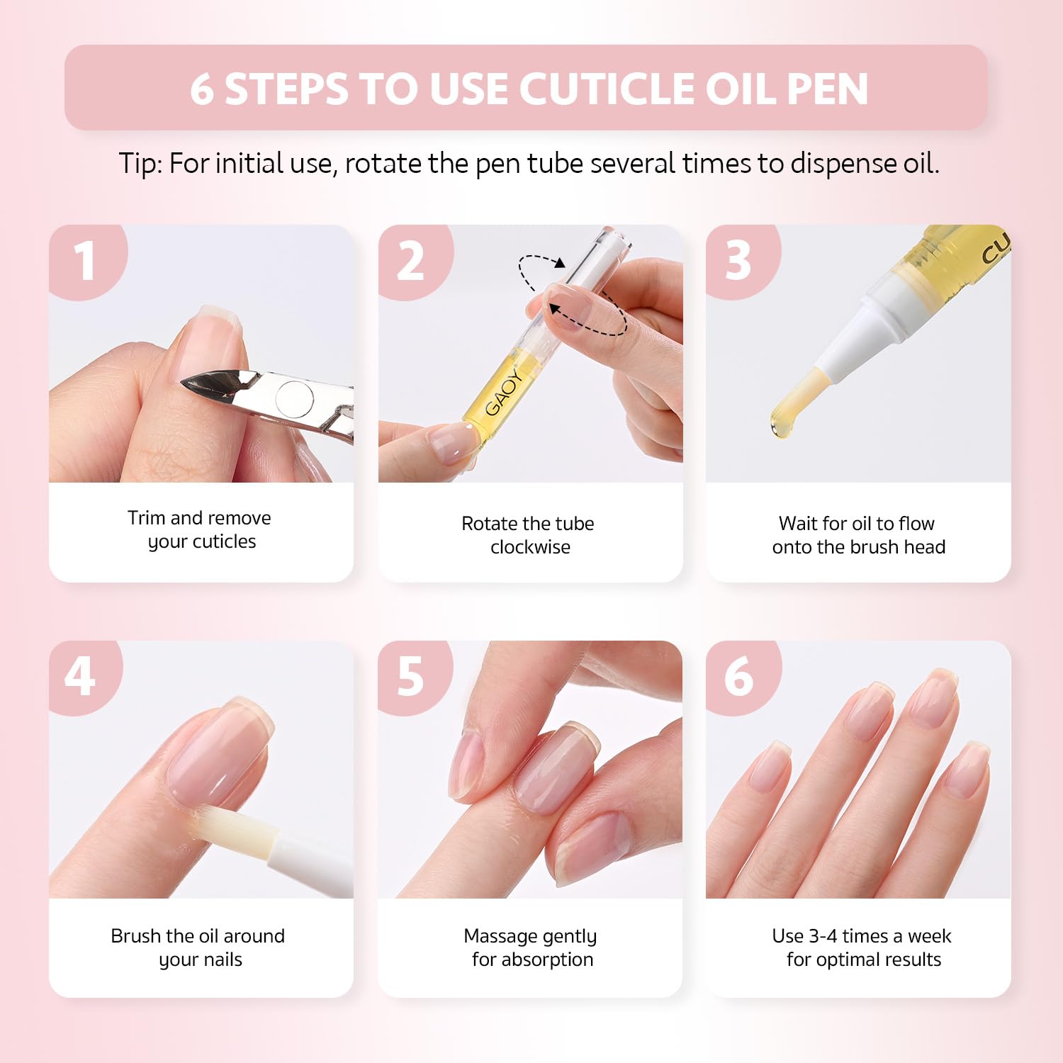 GAOY Cuticle Oil Pen Set, 6Pcs Vitamin E Oil for Nail Growth and Strengthener, Repair and Rejuvenate Nail Care Kit, Health and Beauty Manicure Essentials for Women