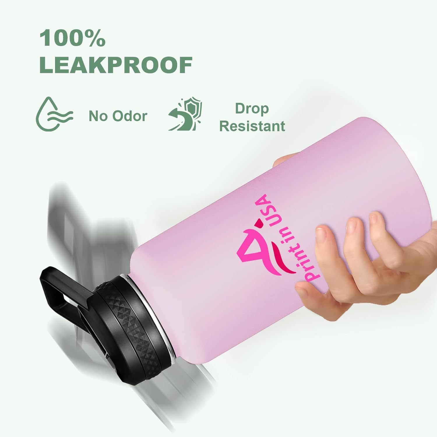 Personalized Custom Print in USA Water Bottle 32oz Stainless Steel Double Wall Coffee Cup with Lid & Straw Insulated Tumbler with Colorful Text Logo Photo