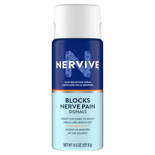 Nervive Nerve Care, Pain Relieving Large Spray, Max Strength No-Mess Topical Pain Reliever with Lidocaine and Menthol for Toes, Feet, Fingers, Hands, Legs & Arms, 4.5oz