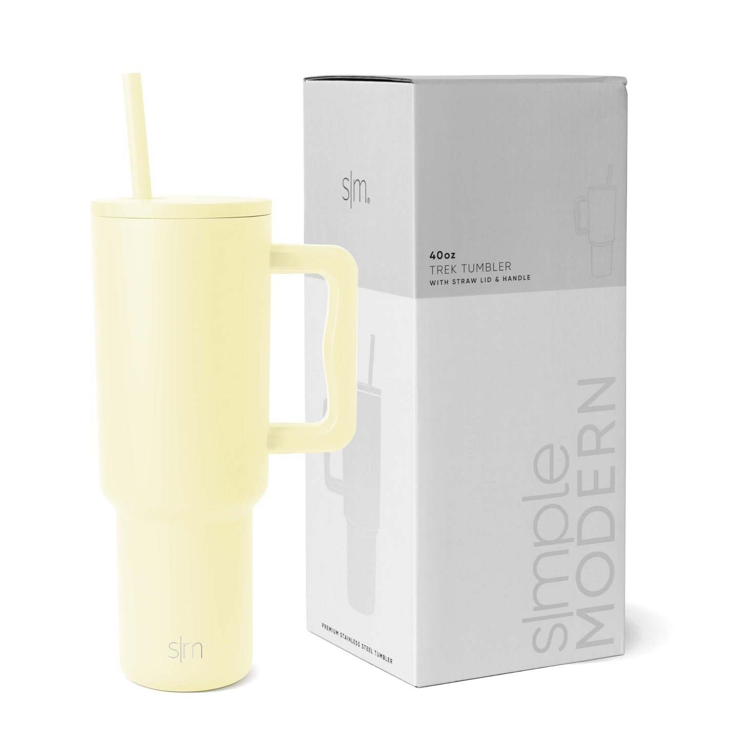 Simple Modern 40 oz Trek Tumbler with Handle and Straw Lid | Cup Holder Friendly Insulated Stainless Steel Travel Mug | Blue Dune