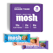 MOSH Variety Pack Vegan Protein Bars, Plant Based, Keto, Gluten Free, Brain Healthy Snack with Cognizin, Ashwagandha and Lion's Mane, 6 Count