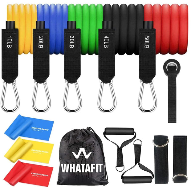WHATAFIT Resistance Bands, Exercise Bands，Resistance Bands for Working Out, Work Out Bands with Handles for Men and Women Fitness, Strength Training Home Gym Equipment