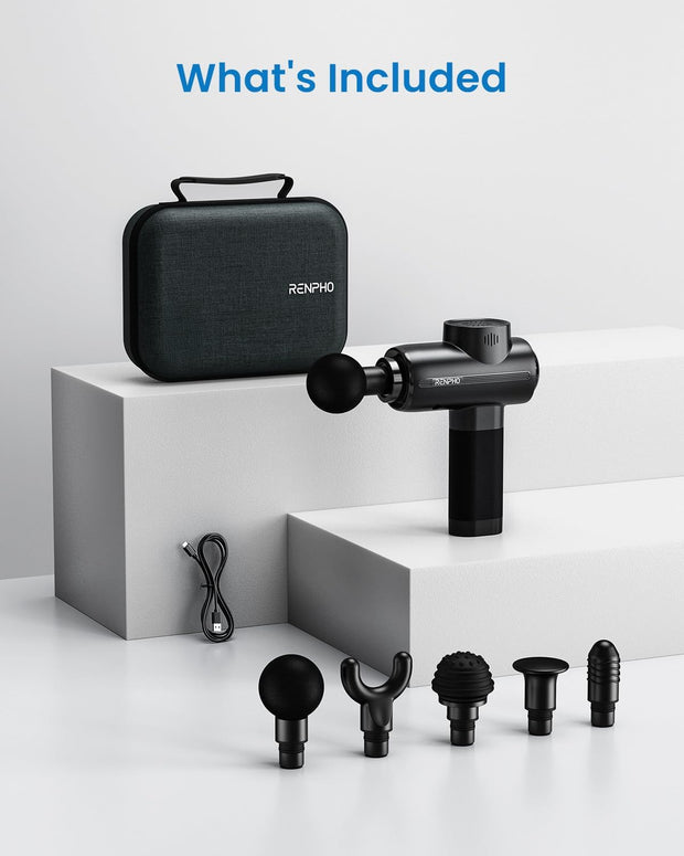 RENPHO Massage Gun Deep Tissue with Heat and Cold Head, Handheld Muscle Massager Therapy with Carry Case, Percussion Body Masajeador for Men Women Athletes Back Upgrade, Active Thermacool