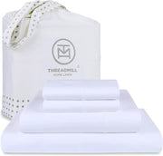Threadmill 100% American Certified Supima Cotton Sheets King Size - 1200 Thread Count, 4Pc King Size Sheets Set, Smooth Sateen, Ultra Luxury Bed Sheets, 17" Deep Pocket King Sheet Set - White Sheets