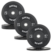 SAKAE Olympic Rubber Bumper Plates, 2-Inch Weight Plate Set with Steel Hub, Ideal for Weightlifting, CrossFit, Strength Training & Home Gym Workout, Available in Single, Pair & Sets, Multiple Sizes