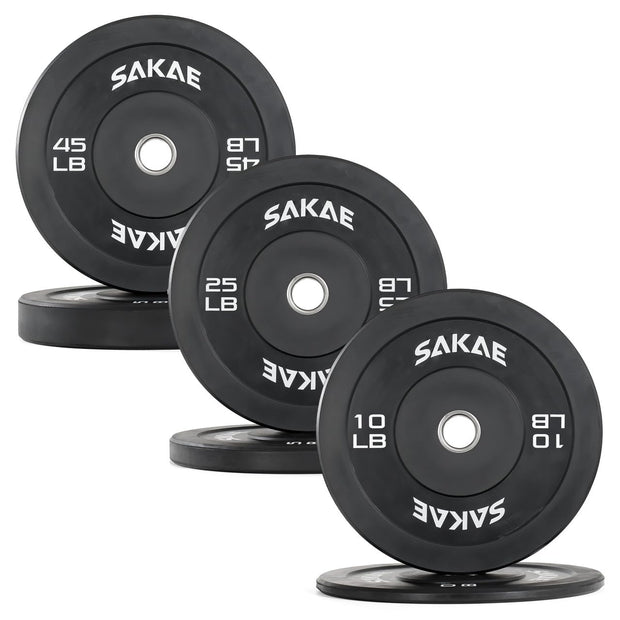 SAKAE Olympic Rubber Bumper Plates, 2-Inch Weight Plate Set with Steel Hub, Ideal for Weightlifting, CrossFit, Strength Training & Home Gym Workout, Available in Single, Pair & Sets, Multiple Sizes