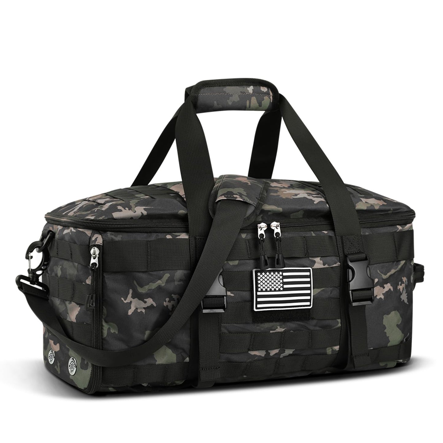 ETRONIK Gym Bags for Men Women, Tactical Duffle Bag Backpack with Shoe Compartment, 3 in 1 Carry on Travel Backpack with Wet Pocket, Weekender Overnight Range Bag for Workout Football Gym, Black