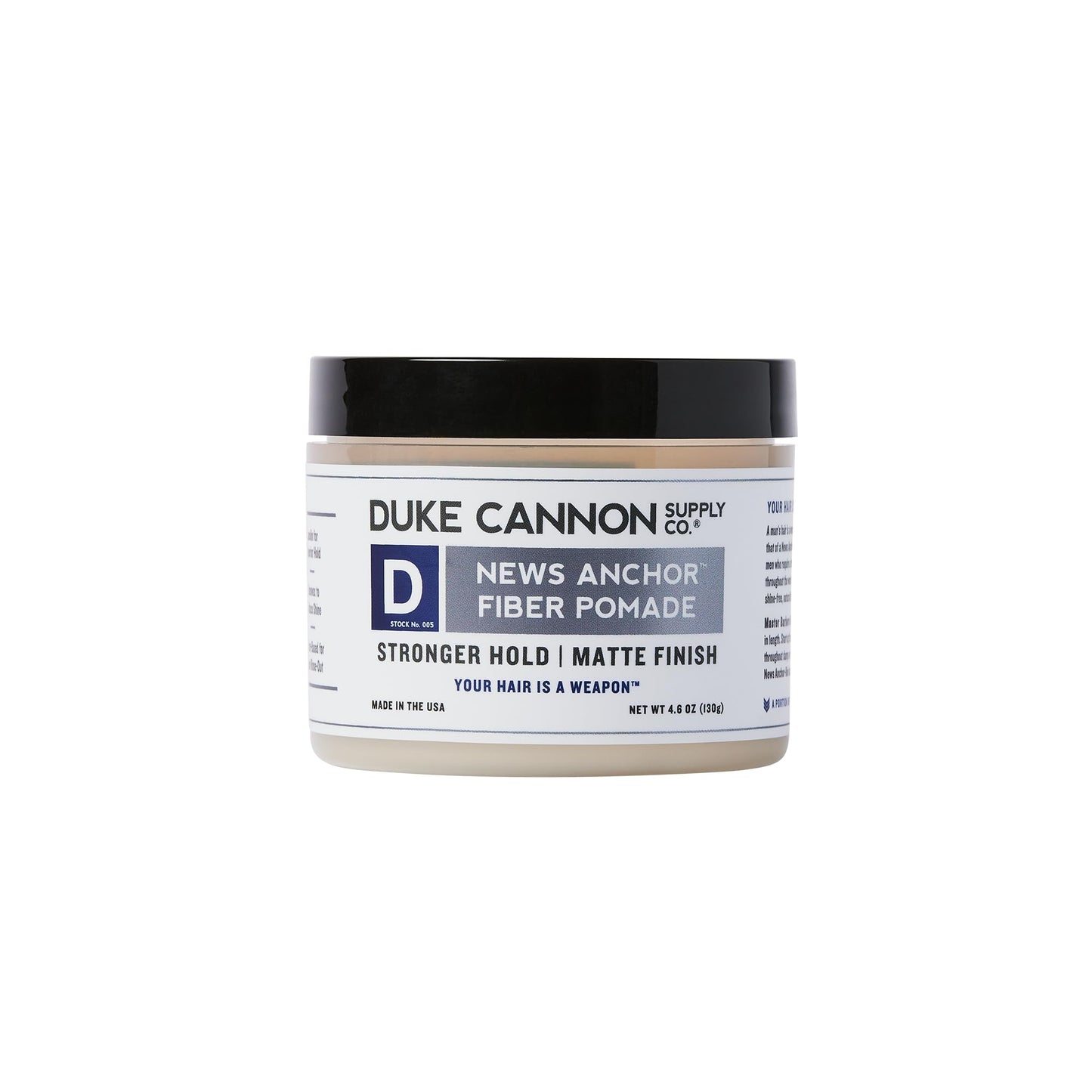 Duke Cannon News Anchor Hurricane Hold Pomade - 4.6oz - Maximum Hold, Matte Finish, Water-Based Pomade for Men with Citrus, Cedarwood & Musk Scent