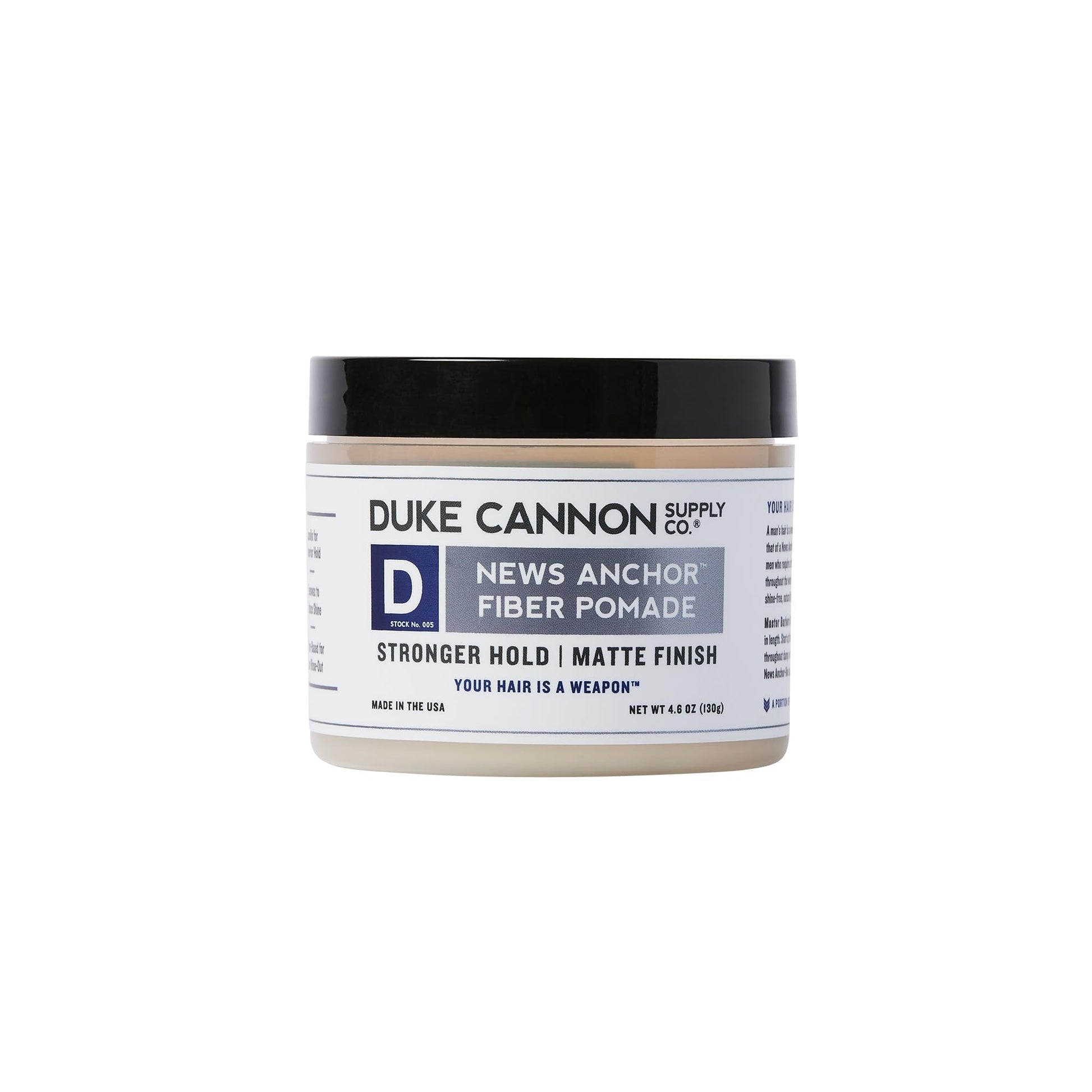 Duke Cannon News Anchor Hurricane Hold Pomade - 4.6oz - Maximum Hold, Matte Finish, Water-Based Pomade for Men with Citrus, Cedarwood & Musk Scent