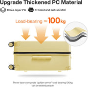 mixi 26 Inch Large Checked Luggage Suitcase with Spinner Wheels Upgrade Wide Handle PC Hard Shell Rolling Travel Suitcase with TSA Lock, Lark Yellow