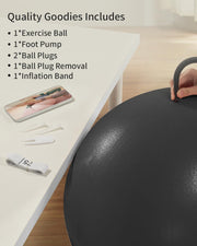 YOTTOY Anti-Burst Exercise Ball for Working Out, Yoga & Pregnancy, Extra Thick Workout Ball for Physical Therapy & Fitness