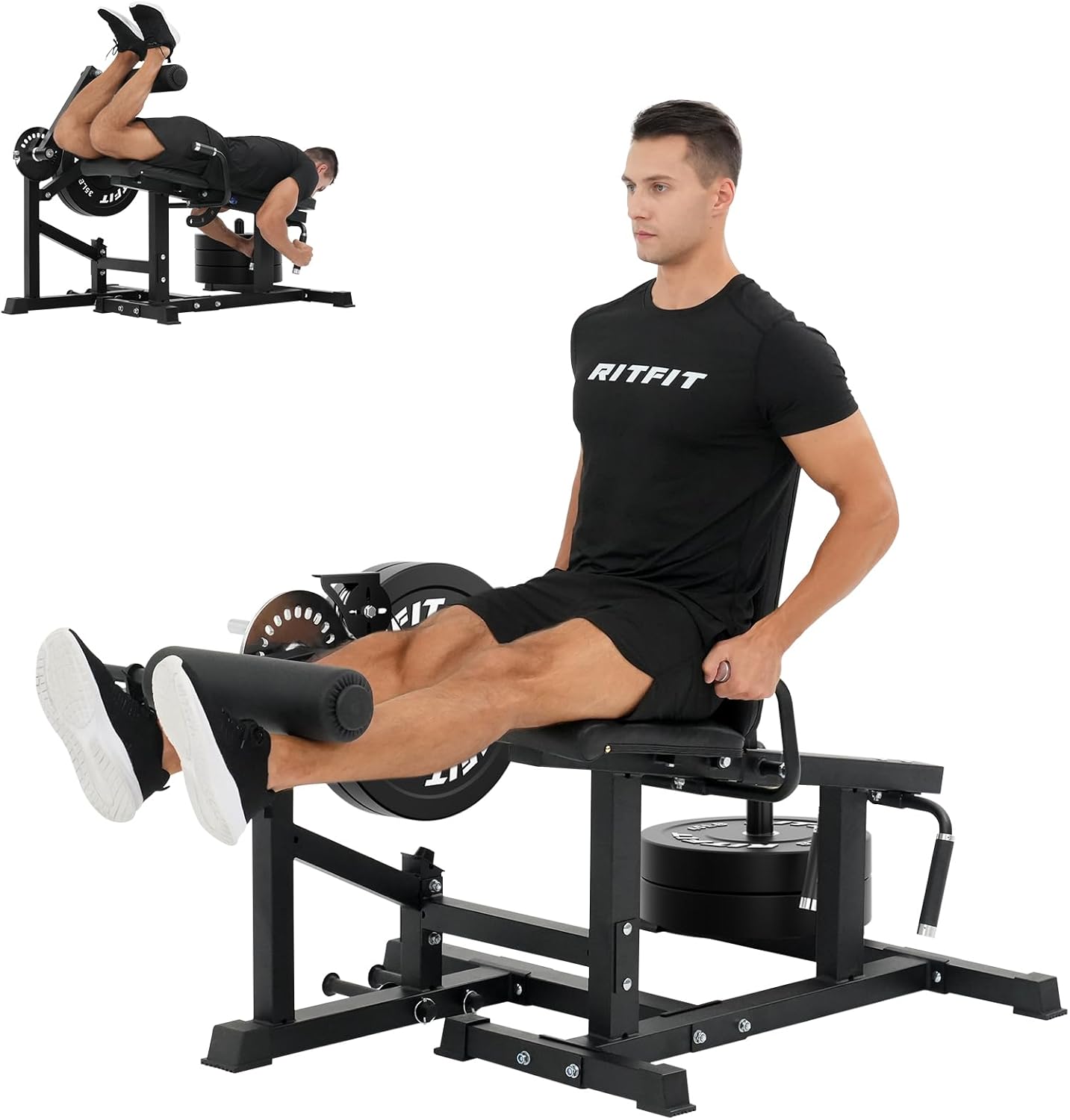 RITFIT Leg Extension and Curl Machine, 700LB Adjustable Leg Curl Machine, Seated Leg Extension and Lying Curl Machine for Home Gym, Leg Workout Equipment Compatible with 1'' and 2'' Weight Plates
