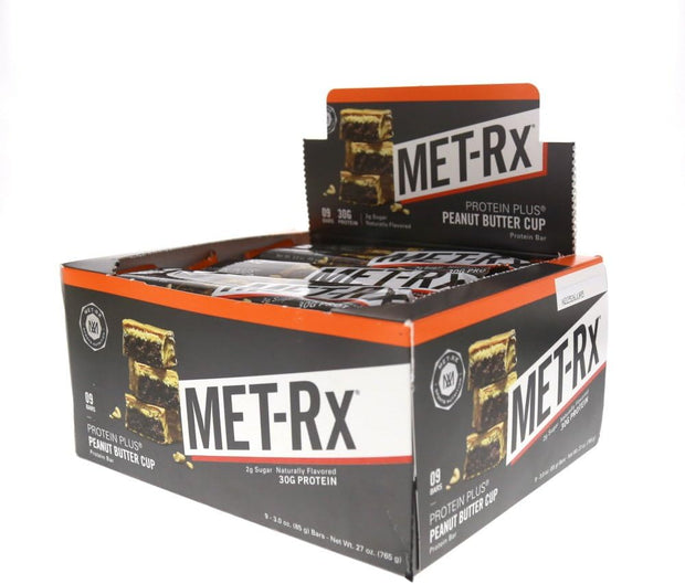 MET-Rx Protein Plus Bar, Great as Healthy Meal Replacement, Snack, and Help Support Energy, Gluten Free, Peanut Butter Cup, With Vitamin A, Vitamin C, and Zinc to Support Immune Health, 85 g,9 Count