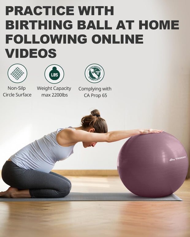 Trideer Yoga Ball – Anti-Burst Exercise Ball for Pregnancy, Office, Birthing, Stretching & Core Workout – Home Gym & Therapy