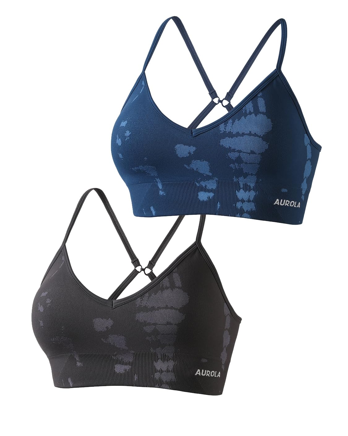 AUROLA Serpent Seamless Sports Bras for Women,Backless Padded Strappy Workout Gym Yoga Crop Tops