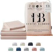 Luxury Bamboo Market | Queen Size Bed Sheet Set | 100% Viscose Made from Bamboo | Organically Grown | Ultra Soft | Cooling Sheets for Hot Sleepers | 17" Deep Pocket [Dune]