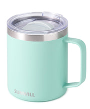 SUNWILL Travel Coffee Mug with Lid, Insulated Tumbler with Handle, 14 oz Stainless Steel Cup for Ice, Water, Tea, Rose Gold
