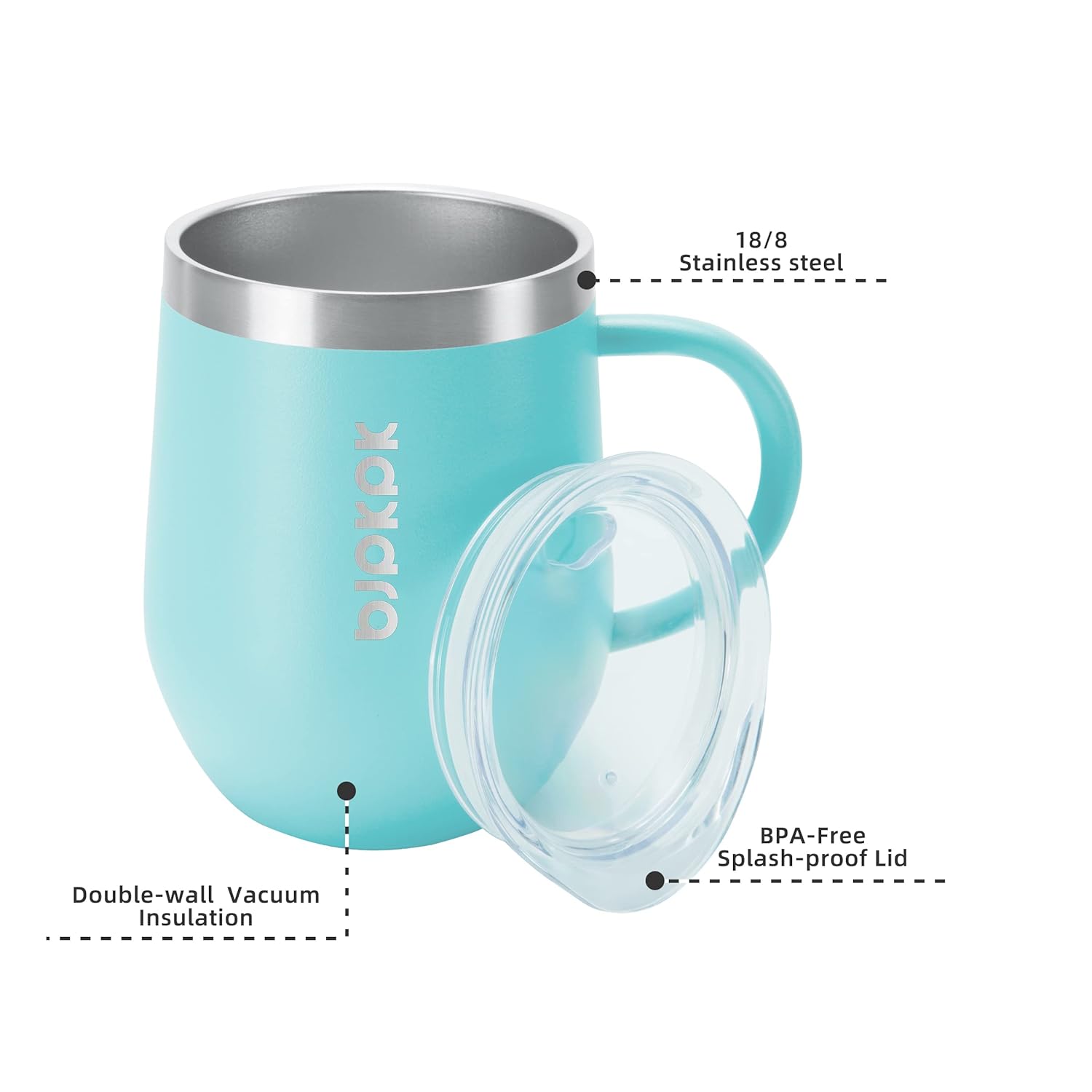 BJPKPK 2 pcs Insulated Coffee Mug, 12 oz Stainless Steel Insulated Coffee Tumbler with Lid for Hot Drinks & Cold Drinks- Turquoise