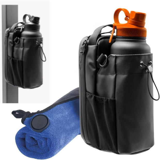 Magnetic Gym Bag – Compact Crossbody Fitness Pouch with Water Bottle Holder – Small Gym Bag for Men & Women – Secure Magnetic Storage & Travel-Friendly Design