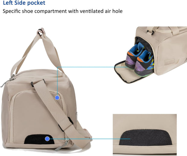 Water Resistant Sports Gym Travel Weekender Duffel Bag with Shoe Compartment