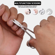 Travel Manicure Set Professional Nail Clipper Kit-5 Pieces Stainless Steel Manicure Kit, Women Men Grooming kit With Nail Care Tools Beauty Scissors Tweezers (Silver Pink)