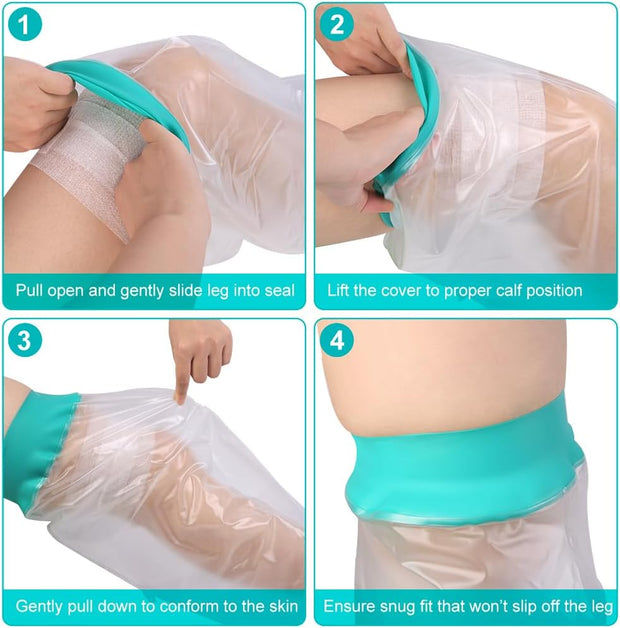 Waterproof Leg Cast Cover for Showering, Reusable Shower Sleeve for Lower Leg After Surgery, Watertight Non-Slip Adult Fracture Protector Bag, Water Proof Medical Covers for Calf/Ankle/Wound/Bandages