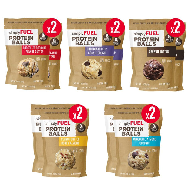 simplyFUEL Whole Food Protein Balls with Probiotics - Chocolate Coconut Peanut Butter Snacks - 8g Protein Snack - Gluten Free Energy Balls